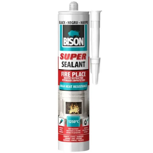 ΣΙΛΙΚΟΝΗ ΠΥΡΙΜΑΧΗ FIRE PLACE SEALANT ΜΑΥΡΗ 530ML BISON 17618