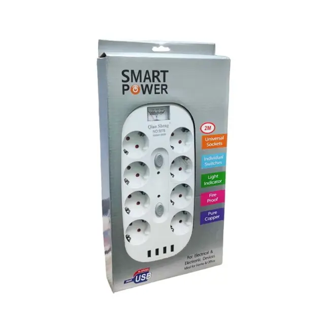 Qiao Sheng Πολύμπριζο 8 Θέσεων 10Α/250V-2500W 2m NO:3278 - Smart power 8 power socket 290027 3