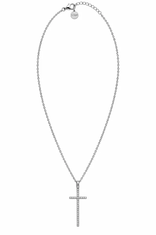 Ghetto Silver Cross Necklace with Fine Chain 40cm 2
