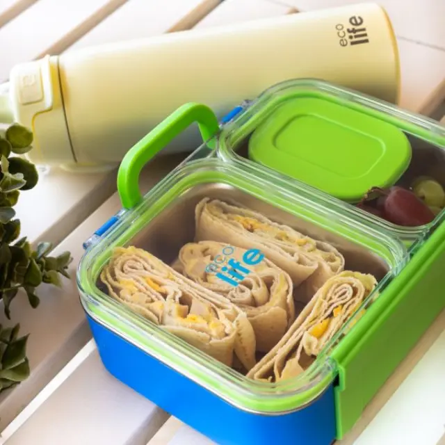 Eco Life Φαγητοδοχείο Με 2 Χωρίσματα & Μπωλ 800ml Μπλε 33-BO-9054 3