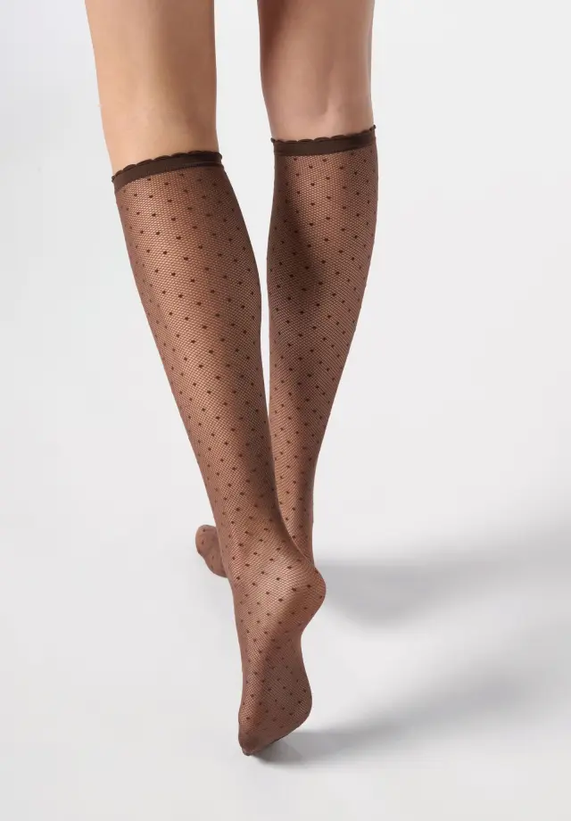 Oroblu Plumetis Κάλτσες Τρουακάρ Πουά-Mesh Moka 30 Denier - One Size 2