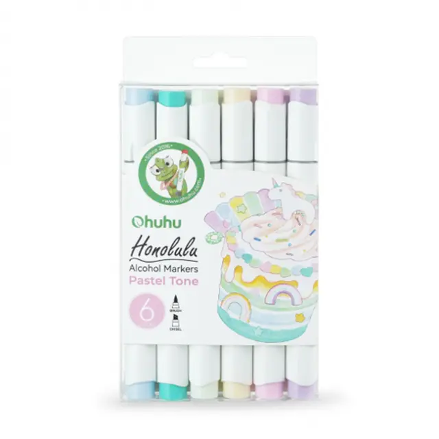 Ohuhu Honolulu Brush & Chisel Μαρκαδόροι Ζωγραφικής Pastel Tone Σετ 6 Χρώματα (Y30-80404-38)