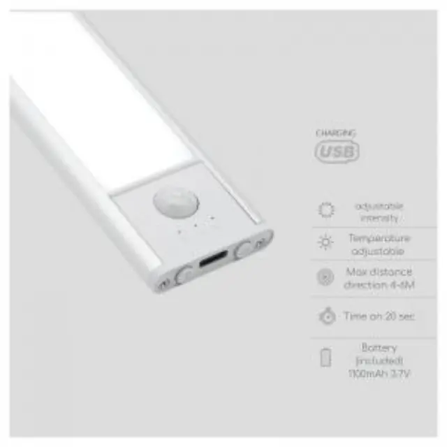 Φωτιστικό LED GSC Tibuka 40cm με Αισθητήρα Κίνησης 150lm 3000K έως 6500K Ασημί N70527 3
