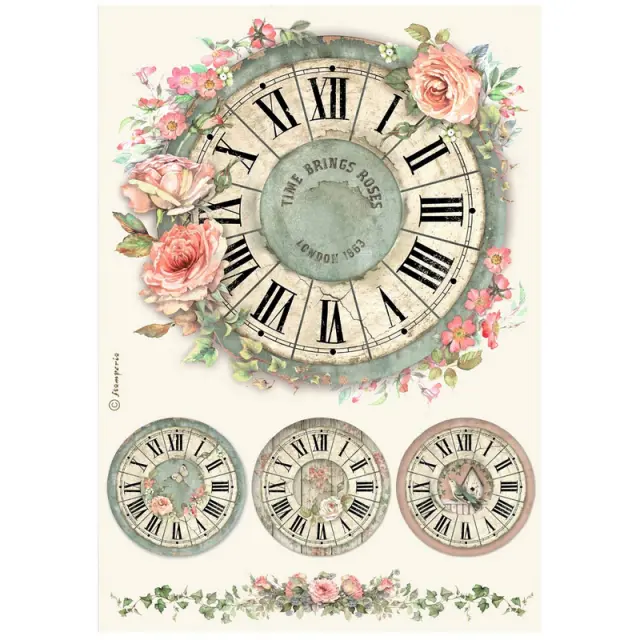 Ριζόχαρτο ντεκουπάζ Stamperia 21x29cm A4, House of Roses, Clock