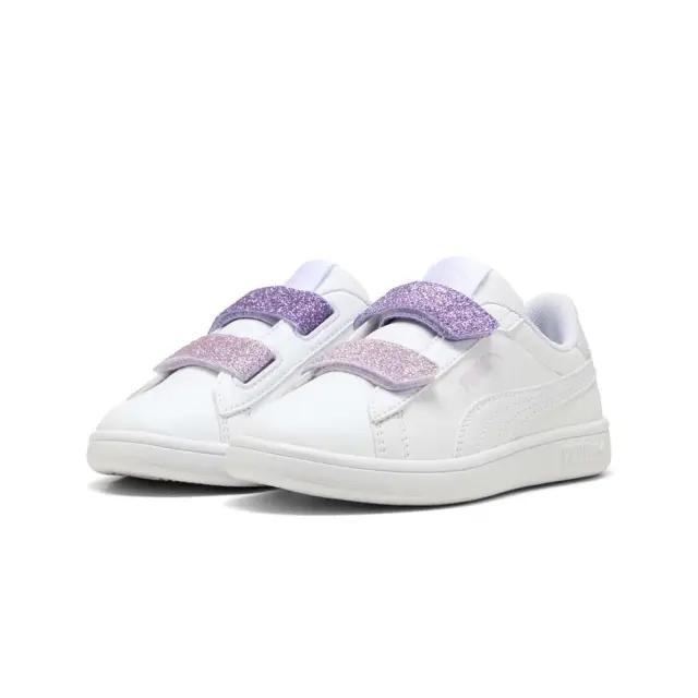 Puma Girl's Smash 3.0 Glitter Velcro V (PS) Άσπρο - Μωβ 395609-06 (Puma) 3