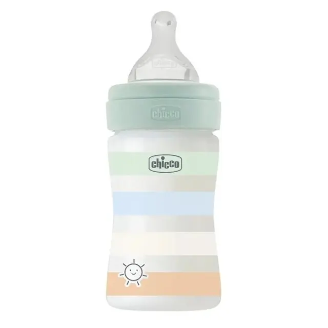 CHICCO Πλαστικό Μπιμπερό Well Being Κατά των Κολικών με Θηλή Σιλικόνης για 0+ μηνών Πράσινο 150ml