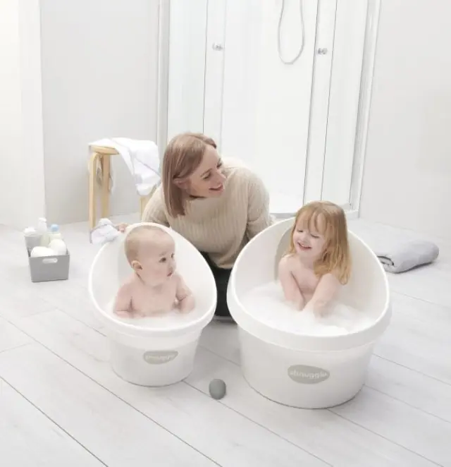 Shnuggle Toddler Bath Λευκό Γκρί ανοιχτό με τάπα 3