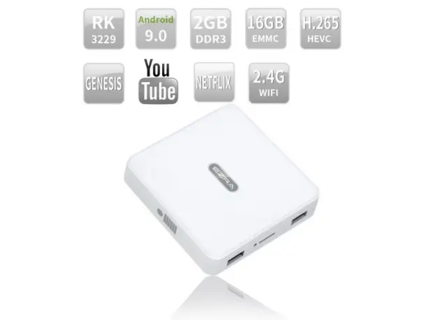 TV Box με λειτουργικό Android 9.0, 4k, 2G Ram & Wi-Fi, EZRA BT-01 Λευκό 2