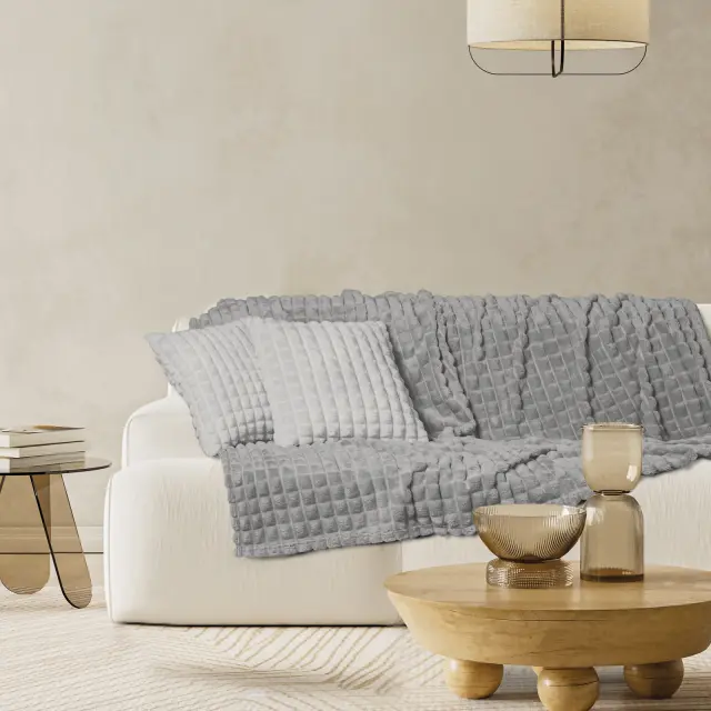 Κουβέρτα Καναπέ 130x170 330gsm Fleece Das Home 1389 Grey 100% Πολυέστερ