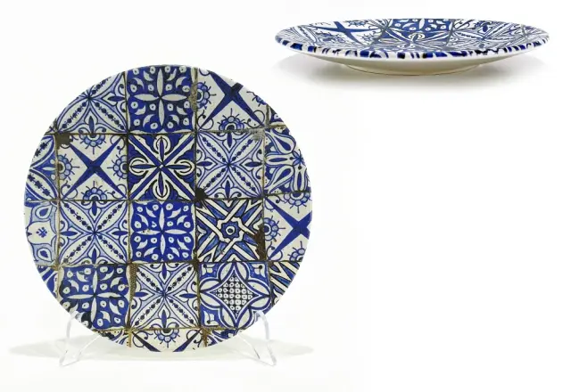 Πιάτο Μπλε Σχέδιο Maiolica Blu Opaco Πορσελάνη Φ26cm