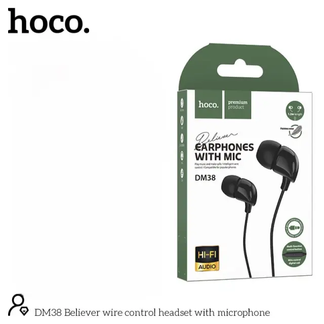 Hands Free Hoco DM38 Believer Stereo 3.5mm με Μικρόφωνο και Πλήκτρο Λειτουργίας 1.2 Μαύρα 3