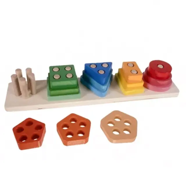 Ξύλινο Εκπαιδευτικό Puzzle Sorter Σχημάτων 5 Βασικά Σχήματα & 15 Τεμάχια Ανθεκτικό Ξύλο 3