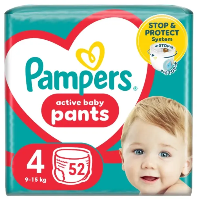 Pampers Active Baby Pants No.4 (9-15kg) 52τμχ