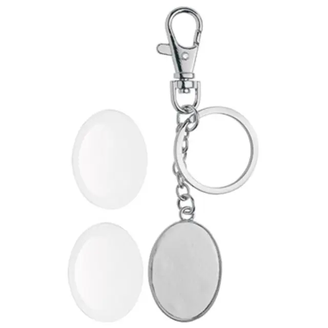 Οβάλ Καστόνι Μπρελοκ Διπλής Όψης 37x27mm + 2 Γυάλινα Καμπουσόν