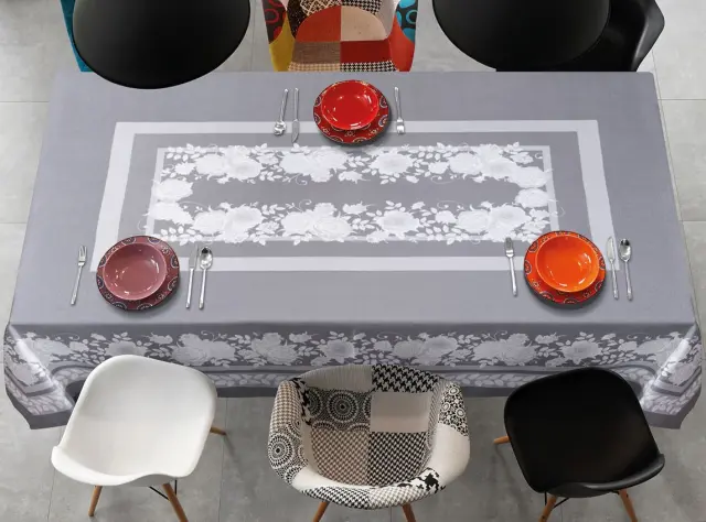 Τραπεζομάντηλο 140x140 Beauty Home Sunday 8326 Γκρι 100% βαμβακερό