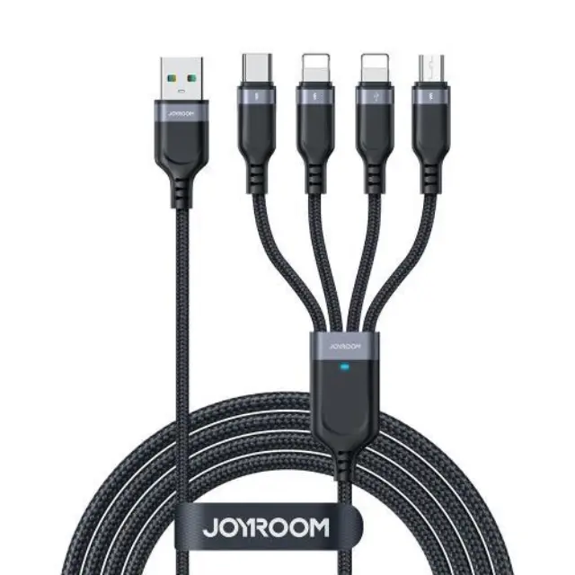 Καλώδιο Σύνδεσης USB 2.0 Joyroom S-1T4018A18 4 σε 1 Braided USB A σε Micro USB & USB C & 2xLightning 17.5W 1.2m Μαύρο N62584