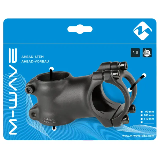 ΛΑΙΜΟΣ M-WAVE ST-M3 ΑΛΟΥΜΙΝΙΟΥ 31.8mm 1 1/8'' 60mm ΜΑΥΡΟ 404520 2