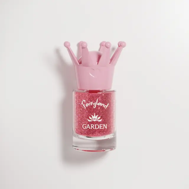 Garden Fairyland Nail Polish Glitter Pink Rosy 1, Παιδικό βερνίκι νυχιών με άρωμα φράουλα, 7.5ml