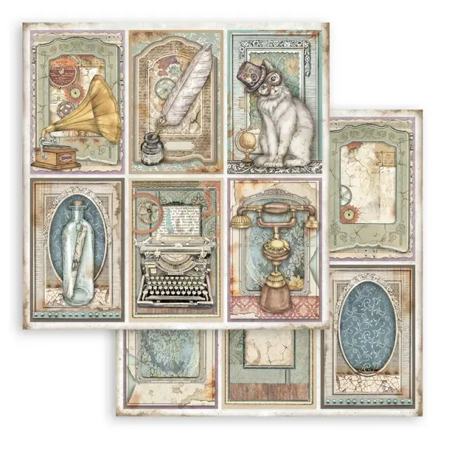 Χαρτί scrapbooking διπλής όψης 30x30cm Stamperia, Lady Vagabond Lifestyle cards