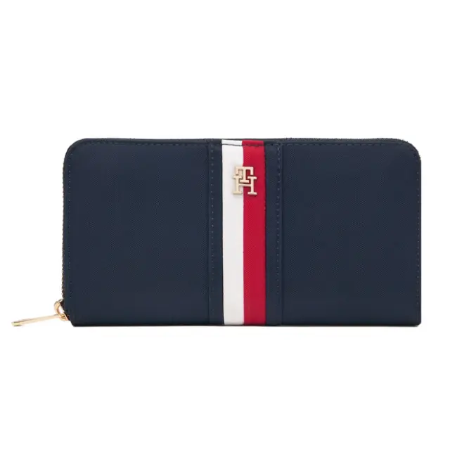 Tommy Hilfiger Γυναικείο Μεγάλο Πορτοφόλι TH Icon Large Zipa Around Nylon Corp Σκούρο Μπλε