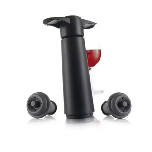 Vacu Vin Αντλία Αφαίρεσης Αέρα Και Πώματα Vacuum Saver Σετ 3Τμχ Black