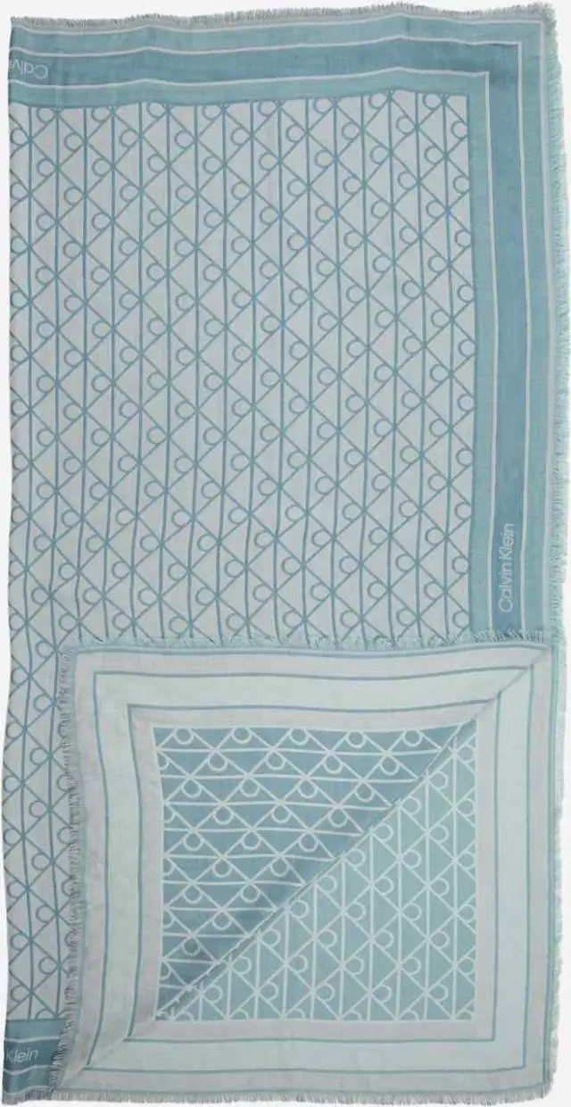 Calvin Klein Γυναικείο Μεγάλο Φουλάρι Emblem Αll Over Print Jacquard Square Modal Scarf Μπλε 2