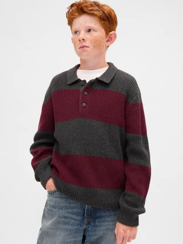 Παιδικό Polo Πουλόβερ Red stripes