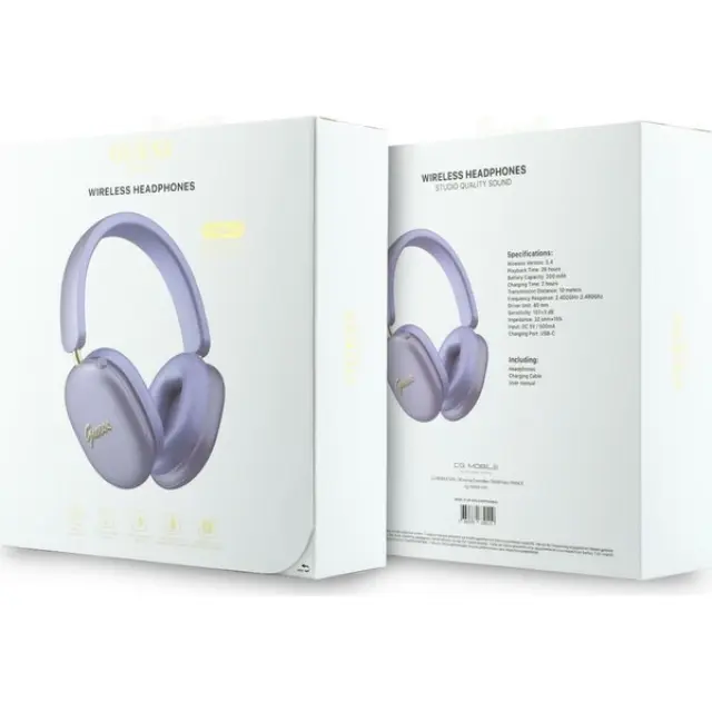 Guess® Metallic Script Logo Ασύρματα Over-Ear Ακουστικά- Purple 2