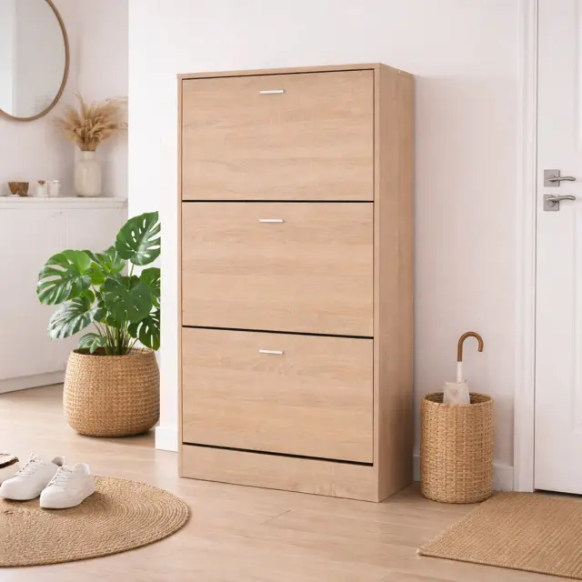 Παπουτσοθήκη με 3 ράφια Son Unihome 18 θέσεων σε φυσικό χρώμα ξύλου 63x24x120εκ 3