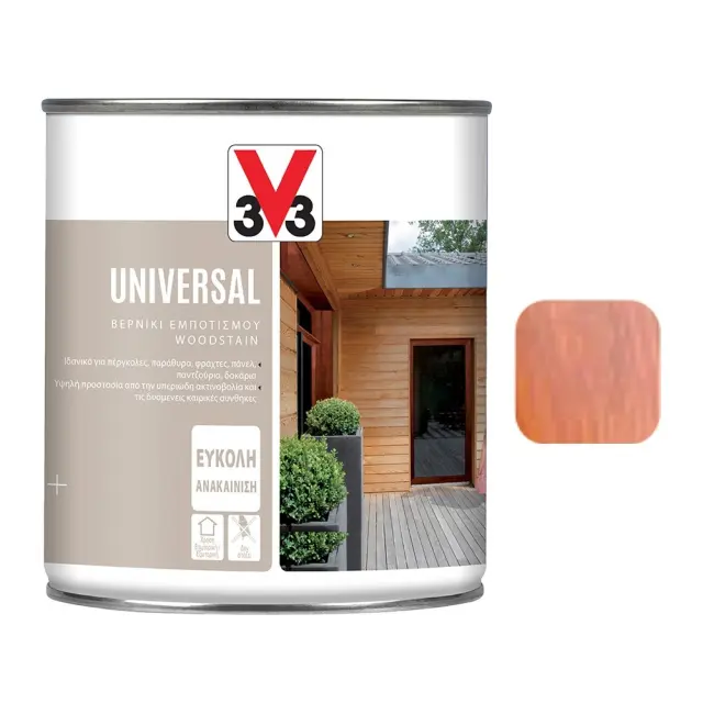 3V3 UNIVERSAL Βερνίκι εμποτισμού νερού εσωτερικής και εξωτερικής χρήσης 0,750ml - όρεγκον
