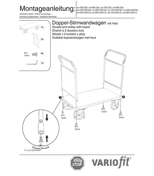 Variofit sw-700.202 Τρόλεϊ Μεταφοράς 2 Πλευρών για Φορτίο Βάρους ως 500kg 3