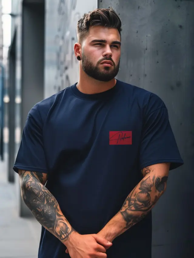 T-shirt Noshame® Navy με τύπωμα - P112361 - 3XL