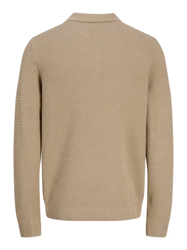 JPRBLURILEY KNIT POLO LS - Lemon Pepper 2