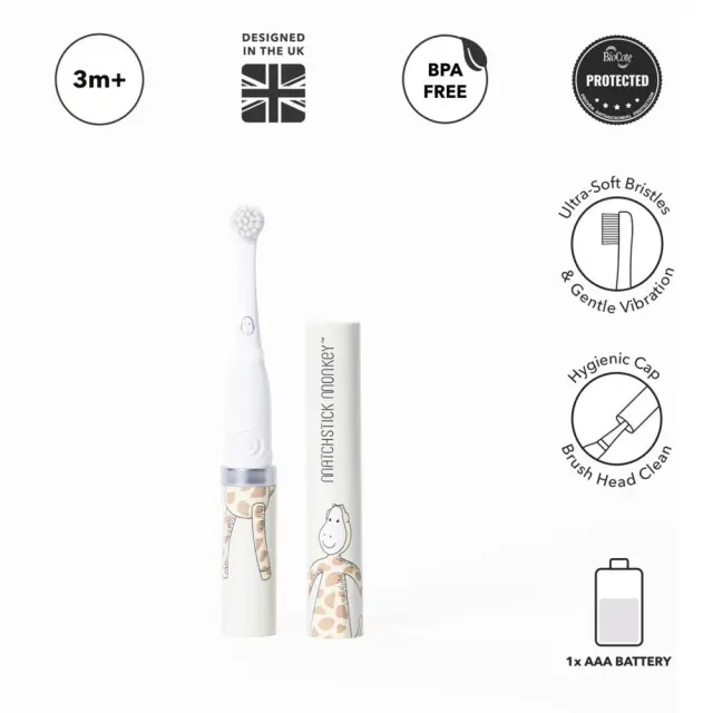 Matchstick Monkey Sonic Βρεφική Ηλεκτρική Οδοντόβουρτσα Giraffe 3m+ 2