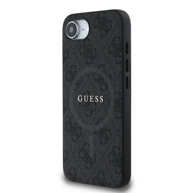 Guess PU Leather 4G Colored Ring MagSafe Case for iPhone 16e/17e Black 2