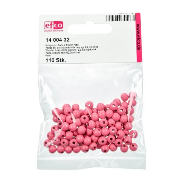 Efco Ξύλινες Χάντρες Ø6mm - Light Pink - 110τεμ