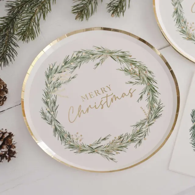 Πιάτα χάρτινα Merry Christmas / 8 τεμ