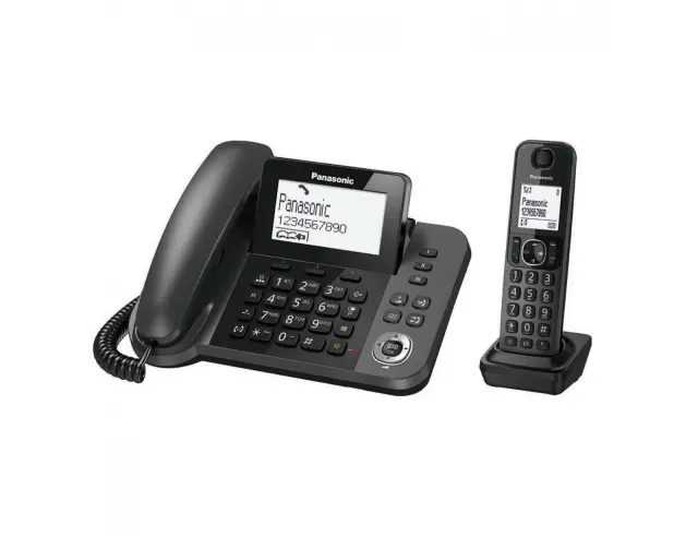 Σταθερό Ψηφιακό Τηλέφωνο Panasonic KX-TGF310EXM Μαύρο + Ασύρματο Ψηφιακό Τηλέφωνο με Υποδοχή Hands-Free στο Ασύρματο
