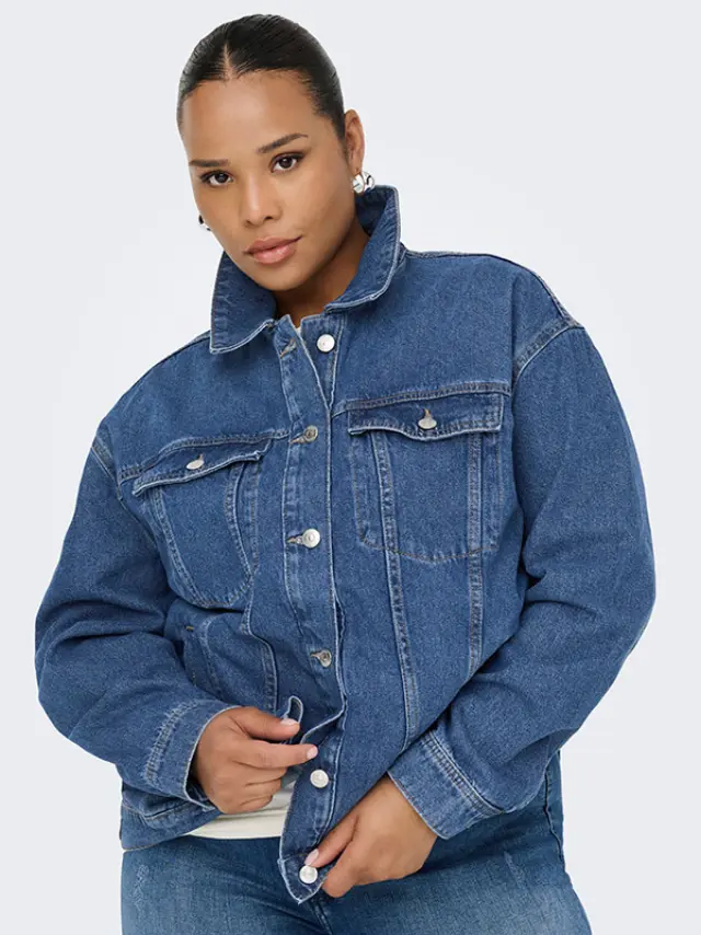 Τζιν μπουφάν oversized plus size - Μπλέ - 50
