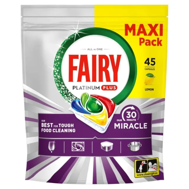Fairy Caps Platinum Plus Πλυντηρίου Πιάτων Miracle 45 τεμαχίων