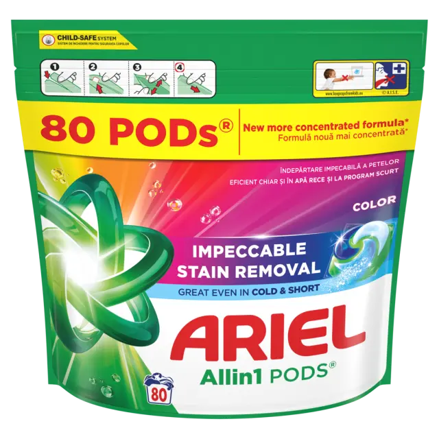 ARIEL Allin1 PODs Color Κάψουλες Πλυντηρίου Ρούχων 80 καψουλες