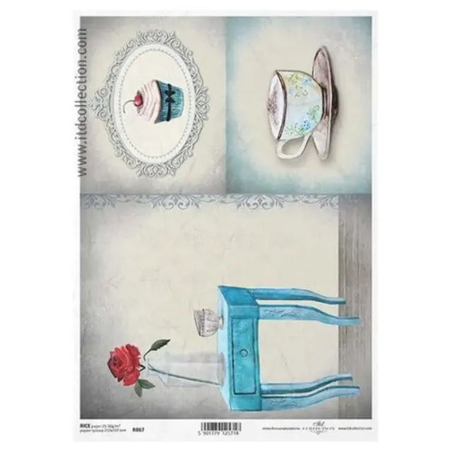 Ριζόχαρτο ITD, 21x29cm, Φλιτζάνι και τραπεζάκι, R867