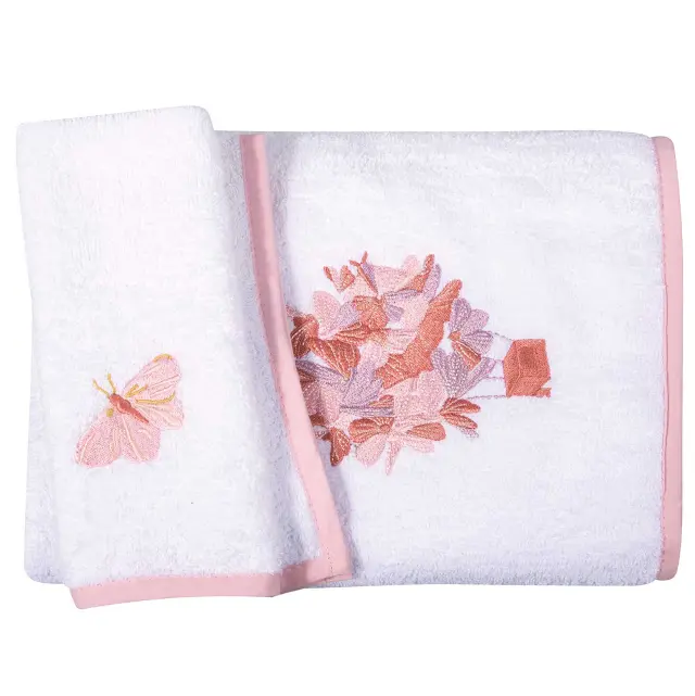 Σετ Πετσέτες 2Τ 30x50-70x130 400gsm Baby Greenwich Polo Club Essential 8864 White-Pink 100% βαμβακερό