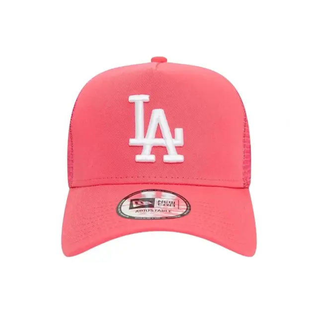 New Era LA Dodgers League Essential Pink A-Frame Trucker Cap 3