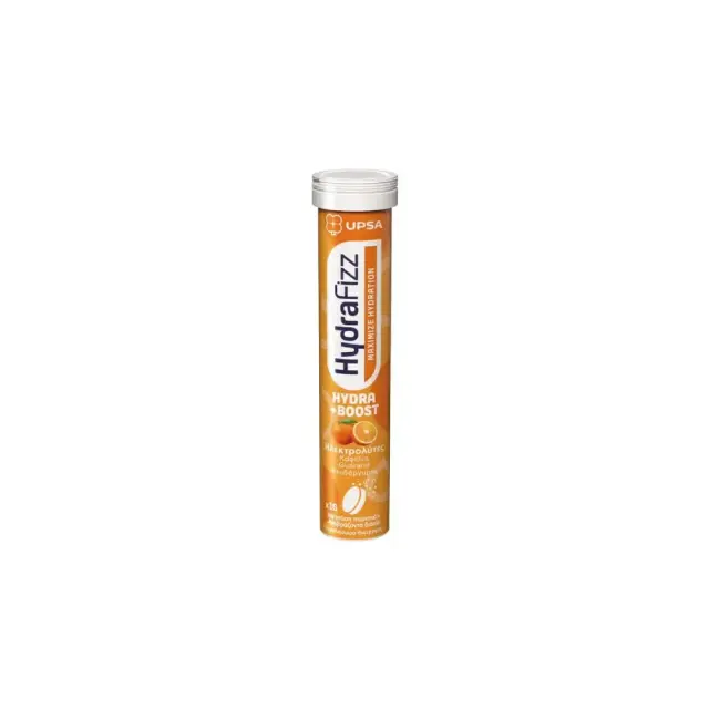 Upsa HydraFizz Hydra + Boost Ηλεκτρολύτες με Γεύση Πορτοκάλι, 16 Αναβράζοντα Δισκία