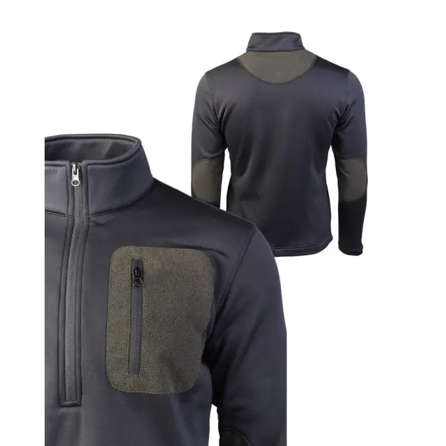 MIL-TEC Black Thermo-Fleece Zip-Pullover - 01-Black-Μαύρο 2
