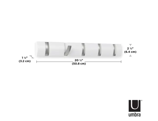 Κρεμάστρα τοίχου Flip Umbra 5 θέσεων με διαστάσεις 51x6.35x3.18cm - Λευκό318850-660 2