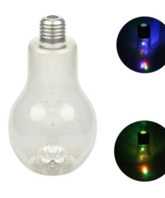 Γυάλινο Φωτιζόμενο LED RGB Ποτήρι σε Σχήμα Λάμπας με 2 Λειτουργίες Φωτισμού