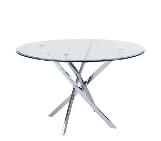 Τραπέζι POSTO Μέταλλο/Γυαλί Χρώμιο/Clear D. 120 H.73cm