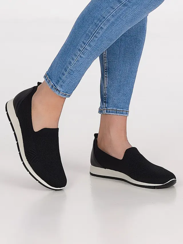 Imac Μοκασίνια-Loafers Γυναικείο ύφασμα flyknit Μαύρο IMA/707210 NERO 2